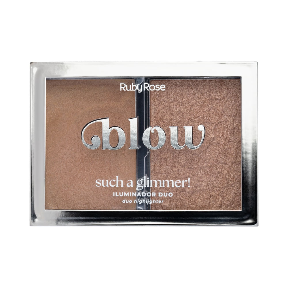 Iluminador Ruby Rose Duo Such a Glimmer! Like a Treasure em embalagem metálica prata fechado